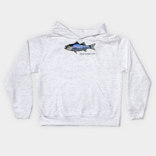 Striper fishing BY Statue of Liberty Kids Hoodie by Hook Ink